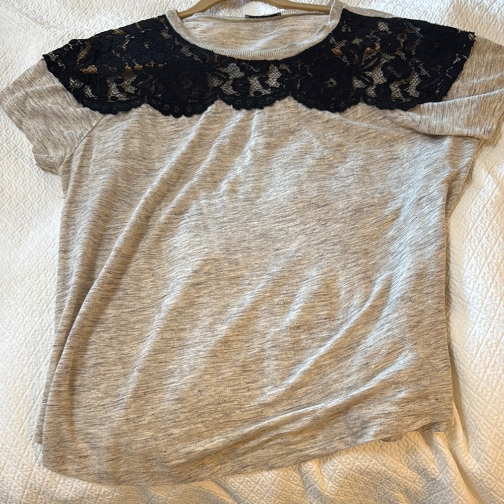 Elegant Black and Gray Lace Top